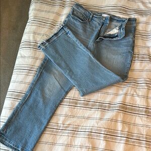 LOFT Blue Ankle Cropped Jeans with Raw Hem